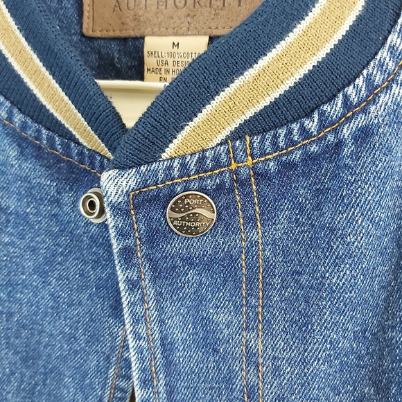 Vintage Contrast Denim Bomber Jacket sz Medium - Picture 5 of 13